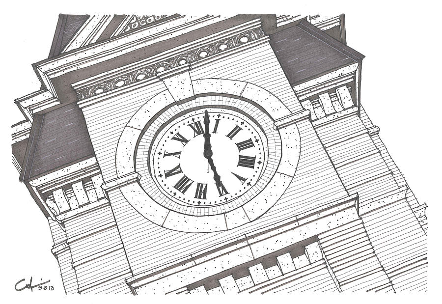 Samford Hall Detail Drawing by Calvin Durham