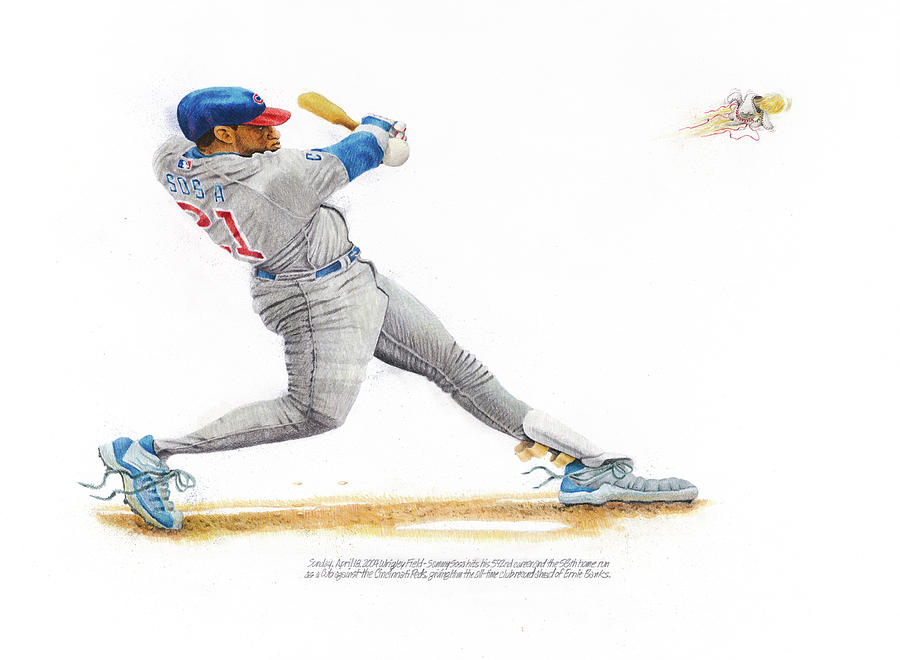 Chicago Cubs Drawing - Sammy Sosa by Ken Hank