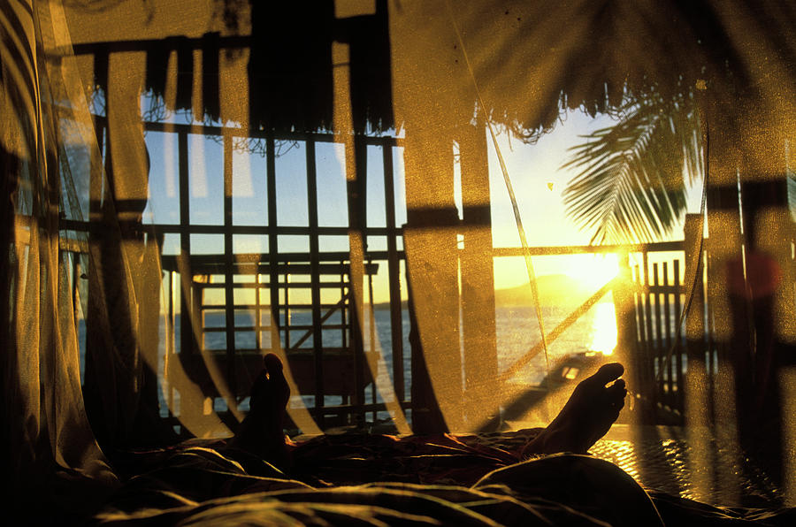 Bed Photograph - Samoan Sunrise Seen Through The Meshes by Anders Ryman