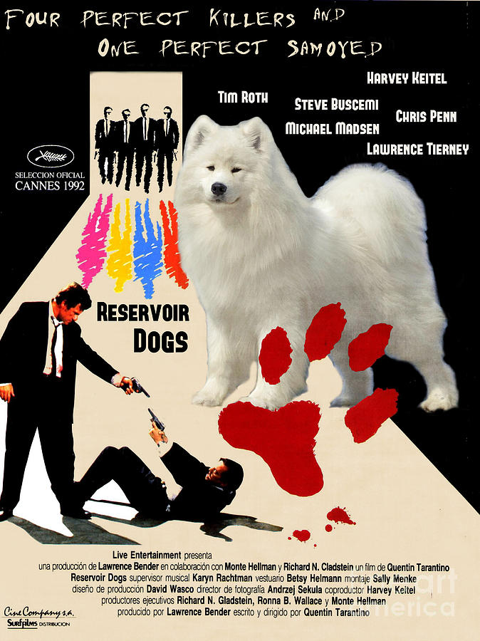 Samoyed Art Canvas Print - Reservoir Dogs Movie Poster Painting by Sandra Sij