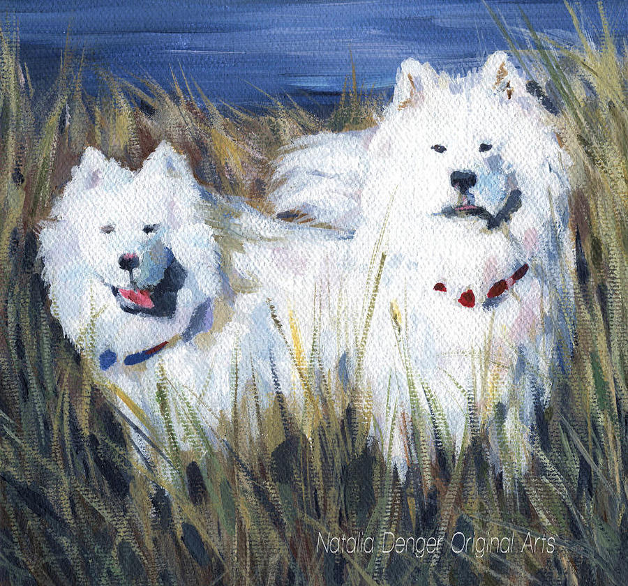 Samoyed Dogs Painting by Natasha Denger