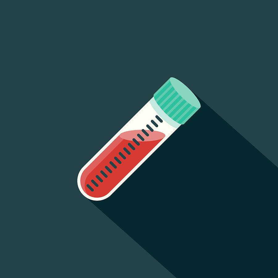 Sample Tube Flat Design Science & Technology Icon with Side Shadow Drawing by Bortonia