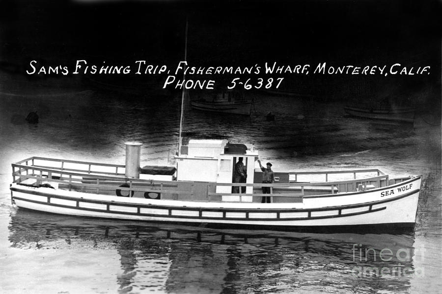 Boat Photograph - Sams Fishing Trips Fishermens Wharf Monterey California circa 1950 by Monterey County Historical Society