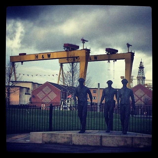 Samson & Goliath With A Statue Of The Photograph by Steven Anderton
