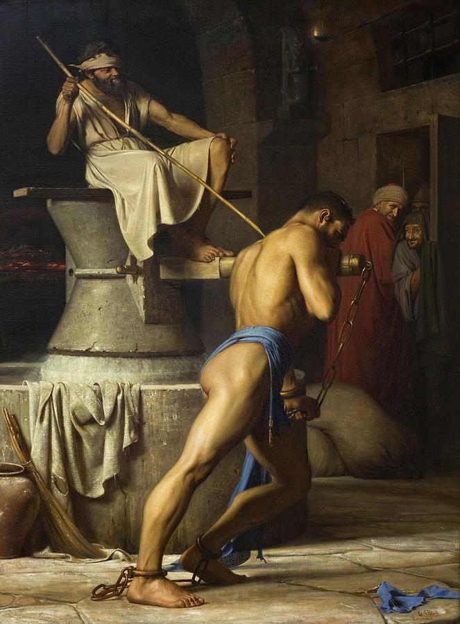 Samson and the Philistines Painting by Carl Bloch