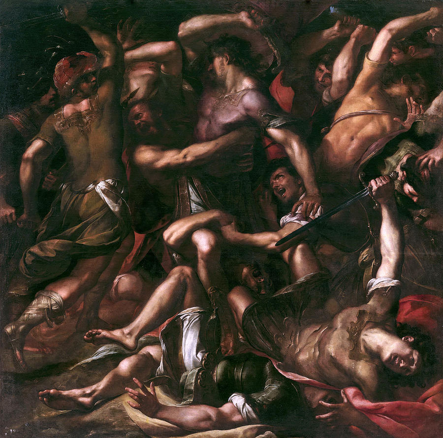 Samson and the Philistines Painting by Giulio Cesare Procaccini