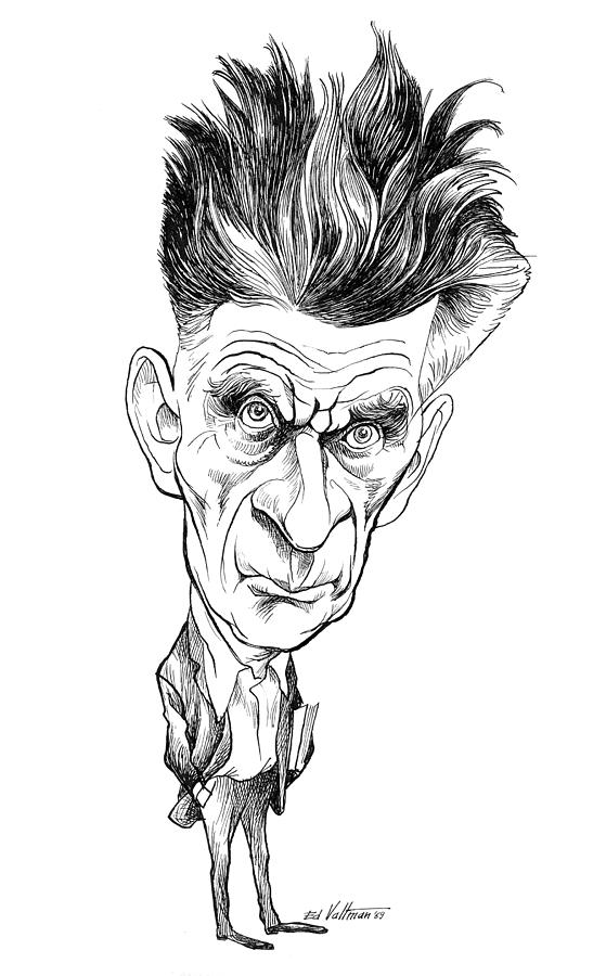 Samuel Beckett Caricature Drawing by Edmund Valtman