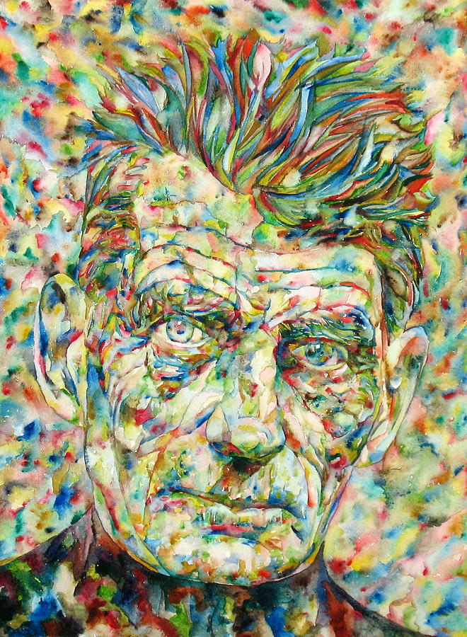 Samuel Beckett Watercolor Portrait.2 Painting by Fabrizio Cassetta