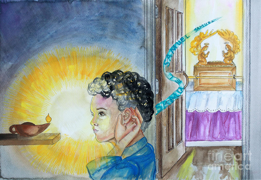 Lamp Painting - Samuel hears the Lord by Anne Cameron Cutri
