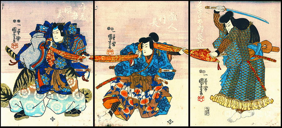 Samurai Actors Triptych 1847 Photograph by Padre Art
