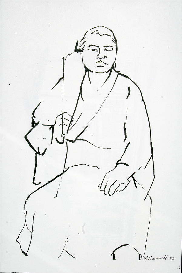 Samurai Wrestler Drawing by Melinda Saminski