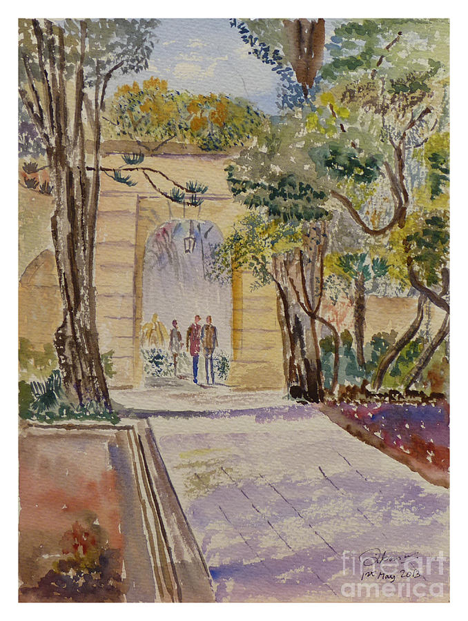 San Anton Gardens Malta Painting by Godwin Cassar