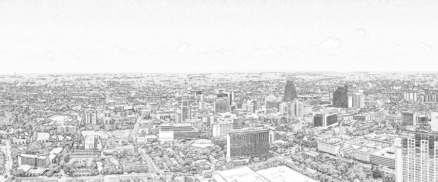 San Antonio Downtown Lineart Photograph by C H Apperson