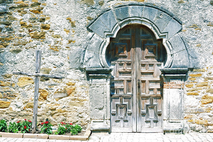 San Antonio Photograph - San Antonio Missions National Historical Park Mission Espada Door and Cross by Shawn OBrien