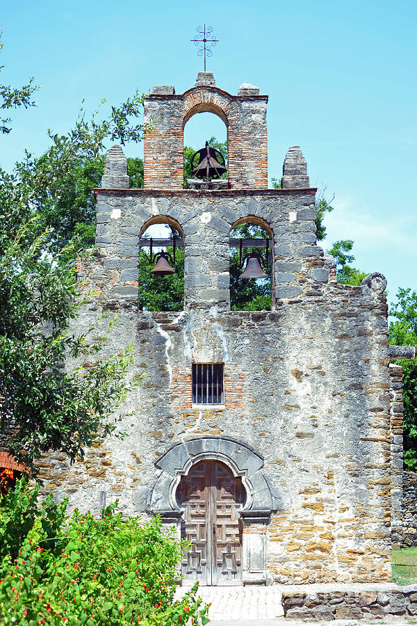 City Photograph - San Antonio Missions National Historical Park Mission Espada Three Bells Facade by Shawn OBrien