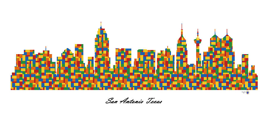 San Antonio Texas Building Blocks Skyline Digital Art by Gregory Murray