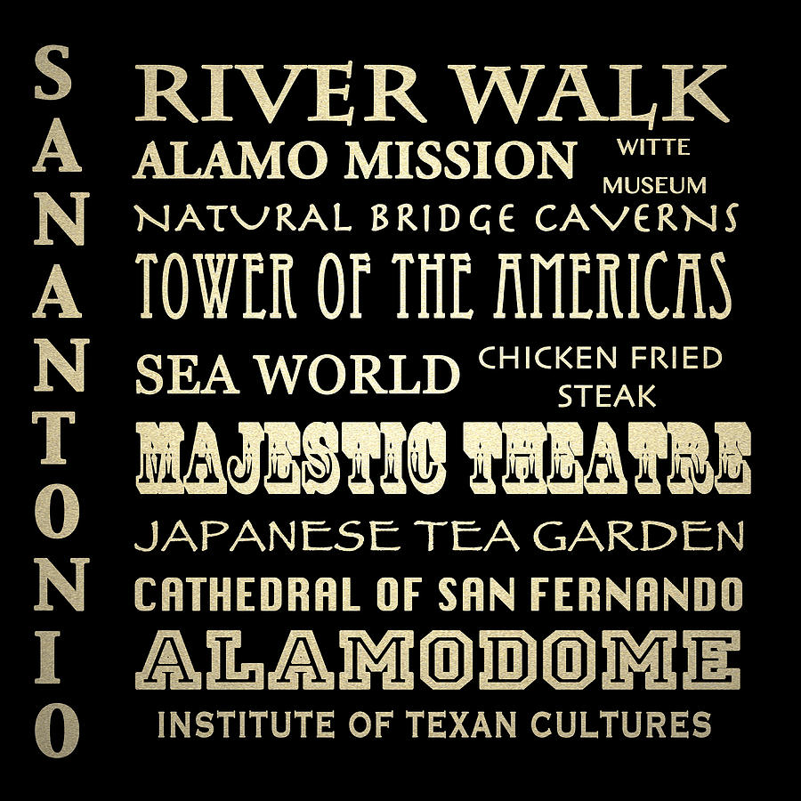 San Antonio Texas Famous Landmarks Digital Art by Patricia Lintner