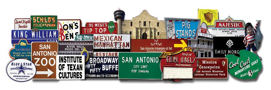 San Antonio Digital Art - San Antonio Texas Photomontage by Sort Of Cool