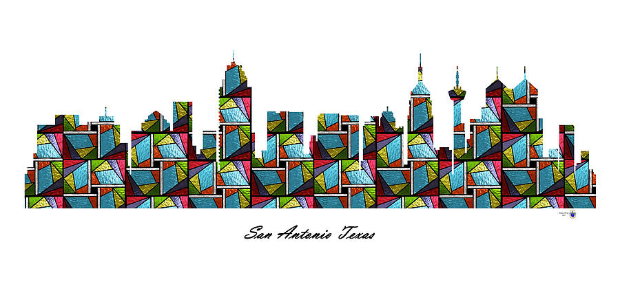 San Antonio Texas Stained Glass Skyline Digital Art by Gregory Murray