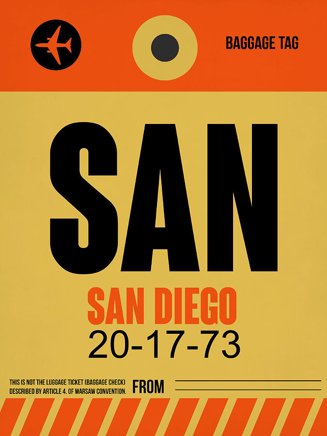 San Diego Digital Art - San Diego Airport Poster 1 by Naxart Studio