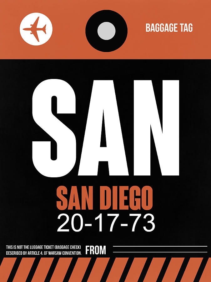 San Diego Airport Poster 3 Digital Art by Naxart Studio