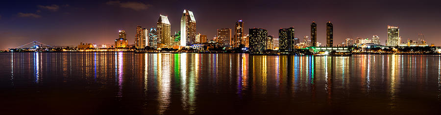 San Diego at Night Cityscape Photograph by David Soldano