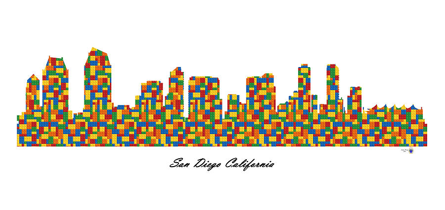 San Diego California Building Blocks Skyline Digital Art by Gregory Murray