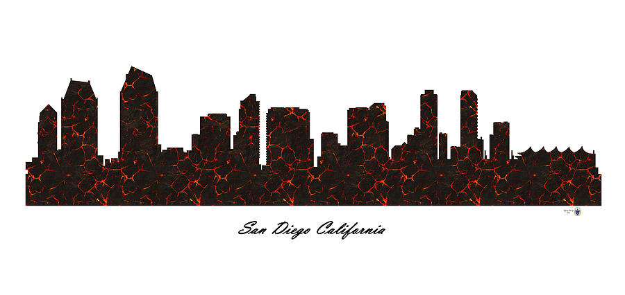 San Diego California Molten Lava Skyline Digital Art by Gregory Murray