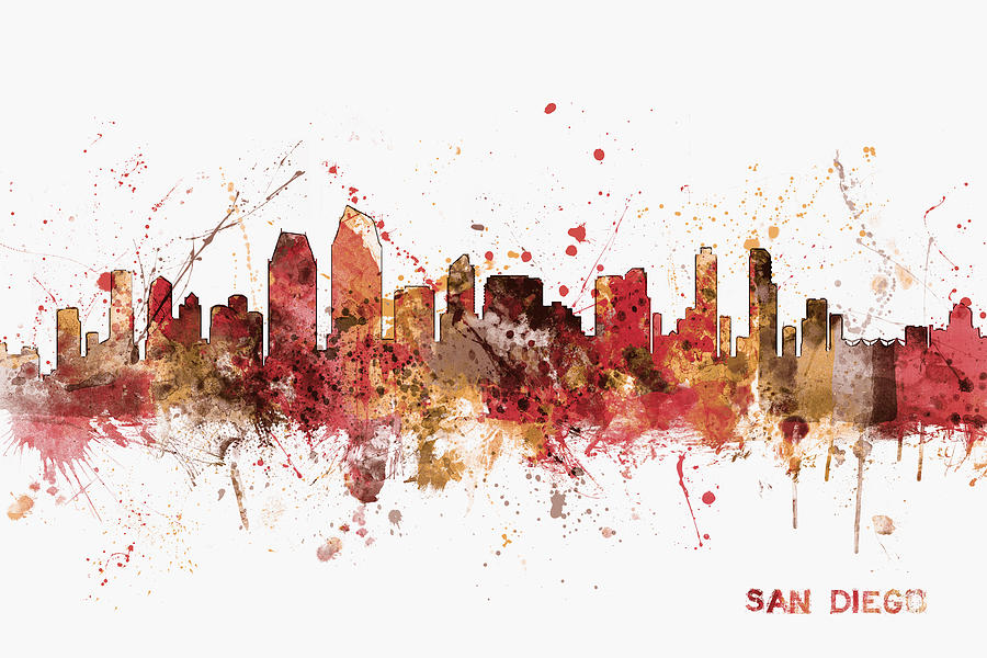 San Diego California Skyline Digital Art by Michael Tompsett - Fine Art ...