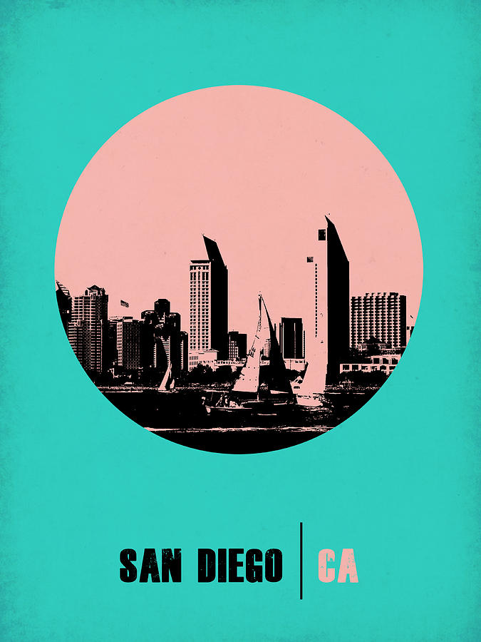San Diego Digital Art - San Diego Circle Poster 2 by Naxart Studio