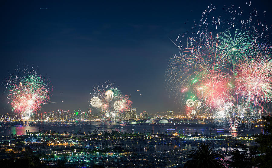 San Diego Bay Fireworks Photograph by Christian Flores Fine Art America