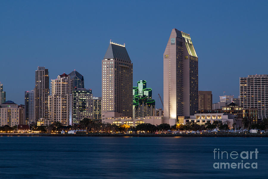 San Diego Skyline Photograph - San Diego Evening  A2917 by Stephen Parker