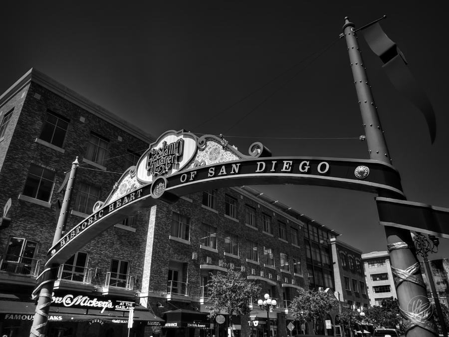 San Diego - Gaslamp Quarter 001 BW Photograph by Lance Vaughn