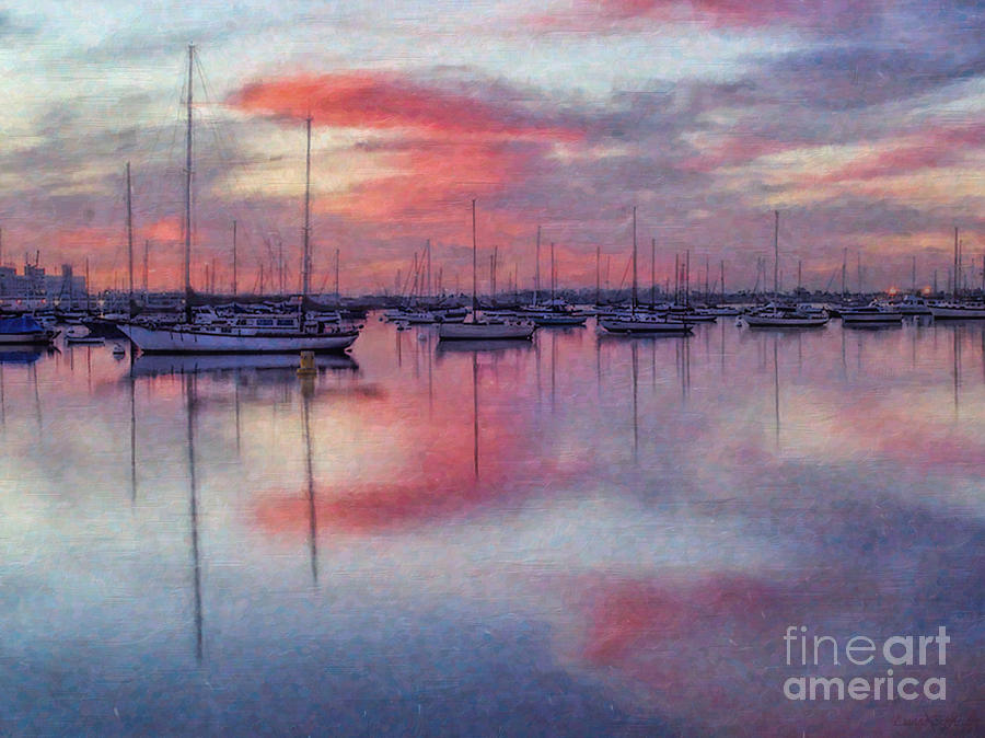 San Diego - Sailboats at Sunrise Digital Art by Lianne Schneider