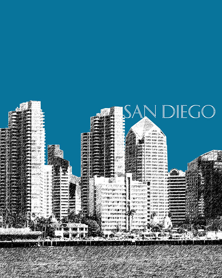 San Diego Skyline 1 - Steel Digital Art by DB Artist