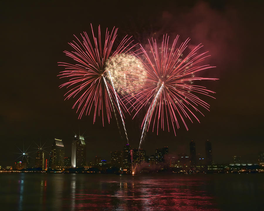 San Diego Skyline Fireworks Photograph by Gigi Ebert