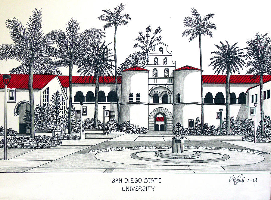 San Diego State Drawing by Frederic Kohli