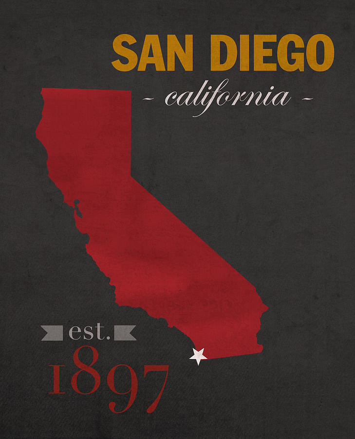 San Diego Mixed Media - San Diego State University California Aztecs College Town State Map Poster Series No 093 by Design Turnpike