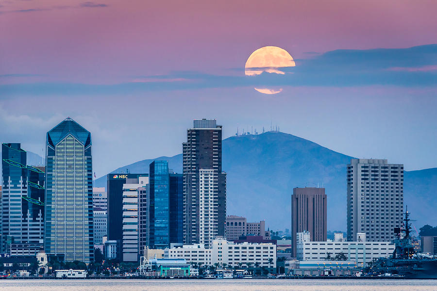 San Diego Super Moonrise - San Diego Skyline Photograph Photograph by Duane Miller