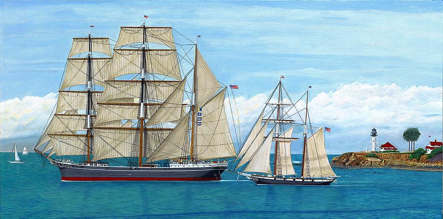 San Diego Tall Ships Painting by Robert Bradshaw