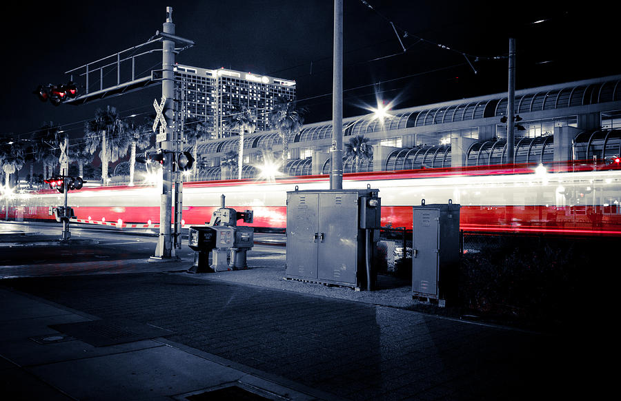 San Diego Train - A Red Blur Photograph by Anthony Doudt
