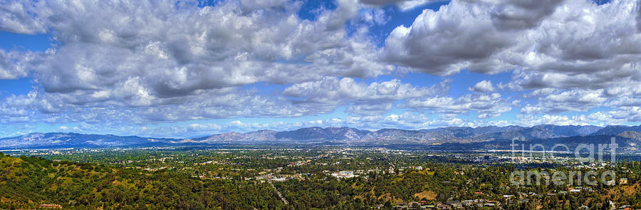 San Fernando Valley CA Verdugo Hills Panorama Clouds clear day Photograph by David Zanzinger