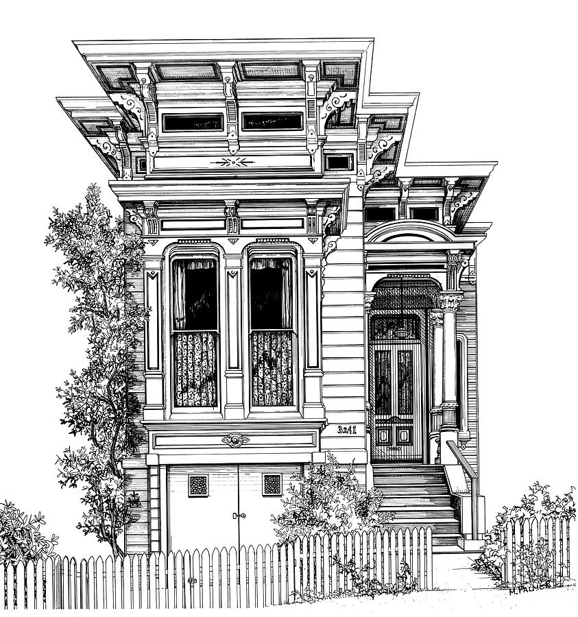 San Fracisco Victorian2 Drawing by Mary Palmer