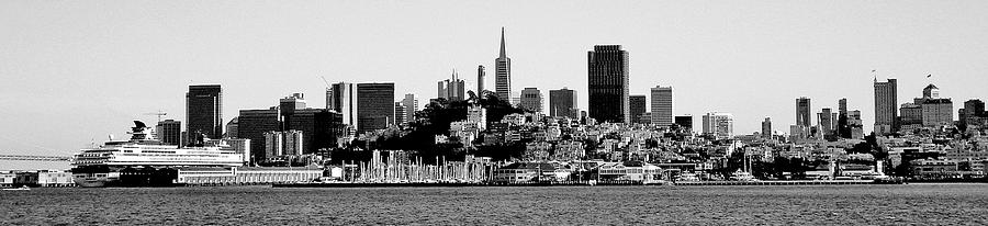 San Fran Skyline Panorama Black And White Photograph by Benjamin Yeager