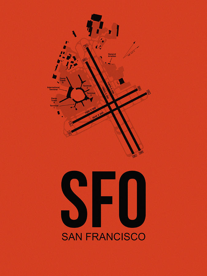 San Francisco Digital Art - San Francisco Airport Poster 2 by Naxart Studio