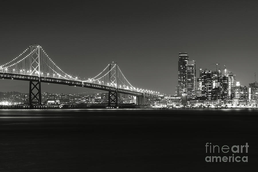 San Francisco Photograph - San Francisco Bay Bridge BW by Jennifer Ramirez