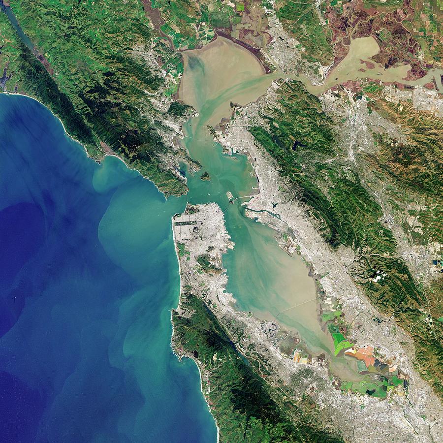 San Francisco Photograph - San Francisco Bay by Jesse Allen And Robert Simmon/u.s. Geological Survey/nasa