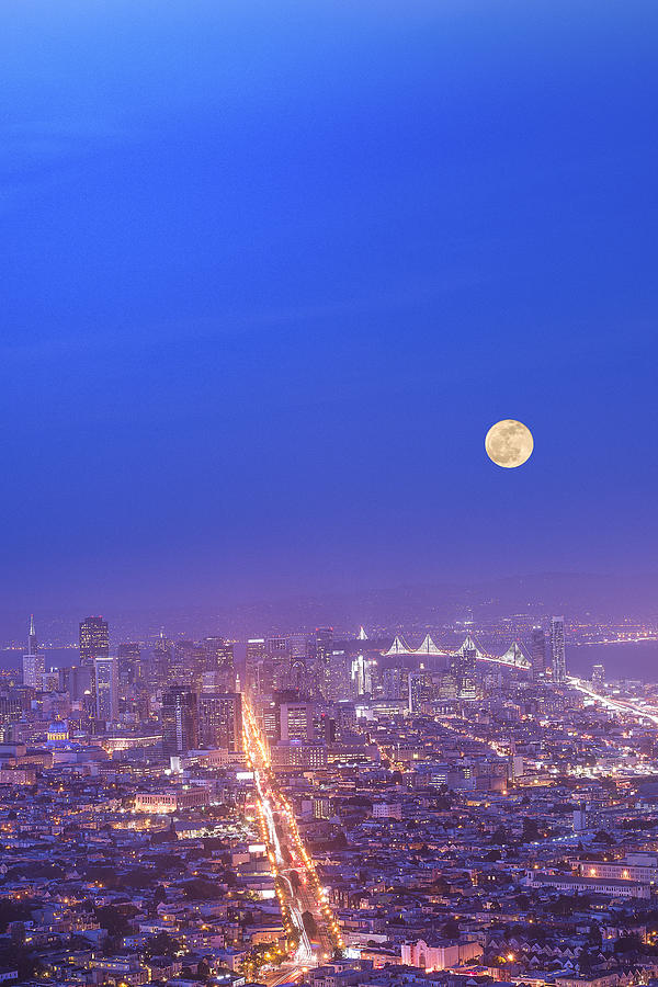 San Francisco Photograph - San Francisco downtown night view. by Jason  Choy