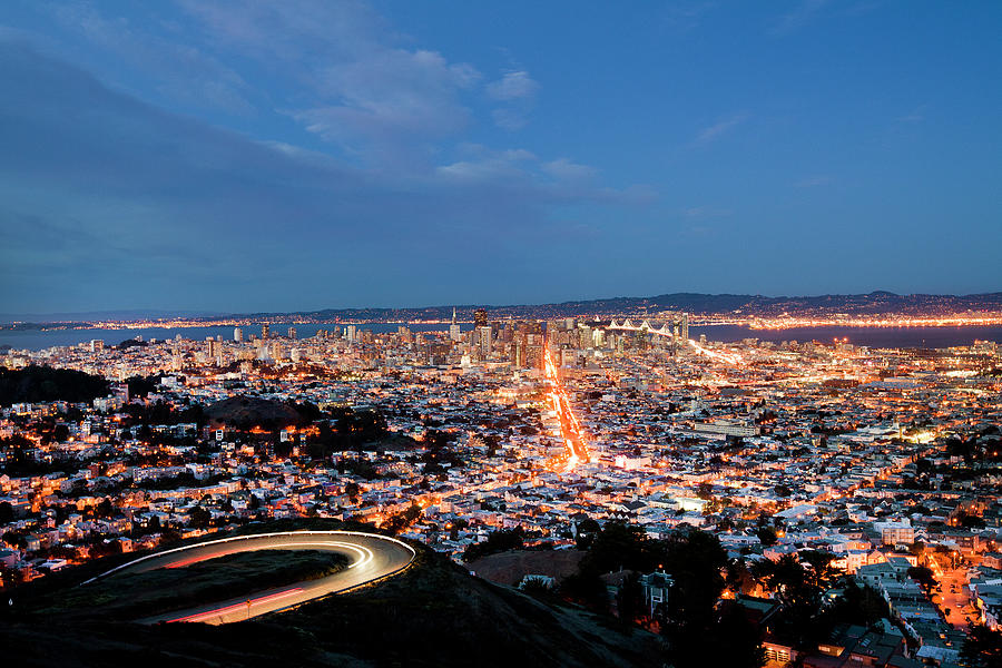San Francisco, California At Night Photograph by Geri Lavrov