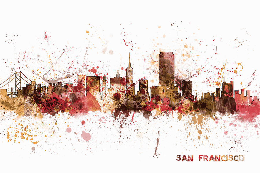 San Francisco California City Skyline Digital Art by Michael Tompsett